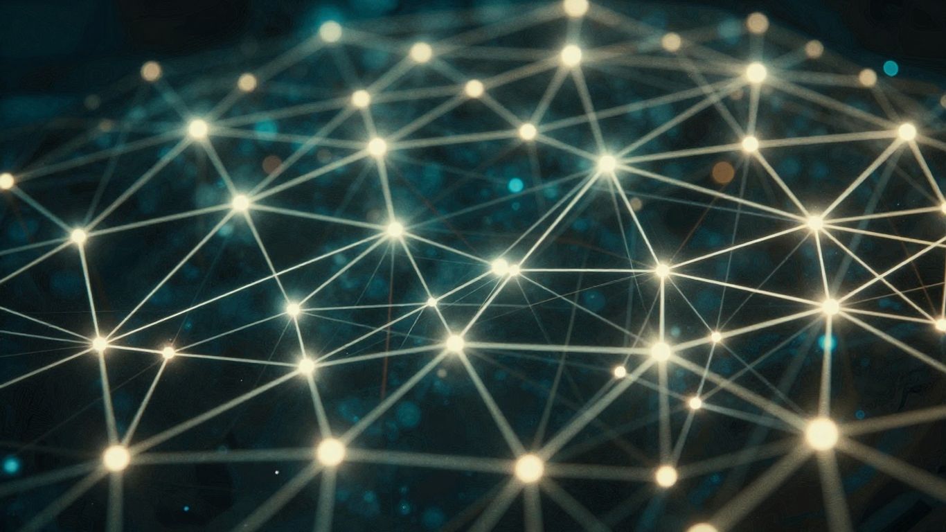 Digital network with glowing connections, suggesting data flow.