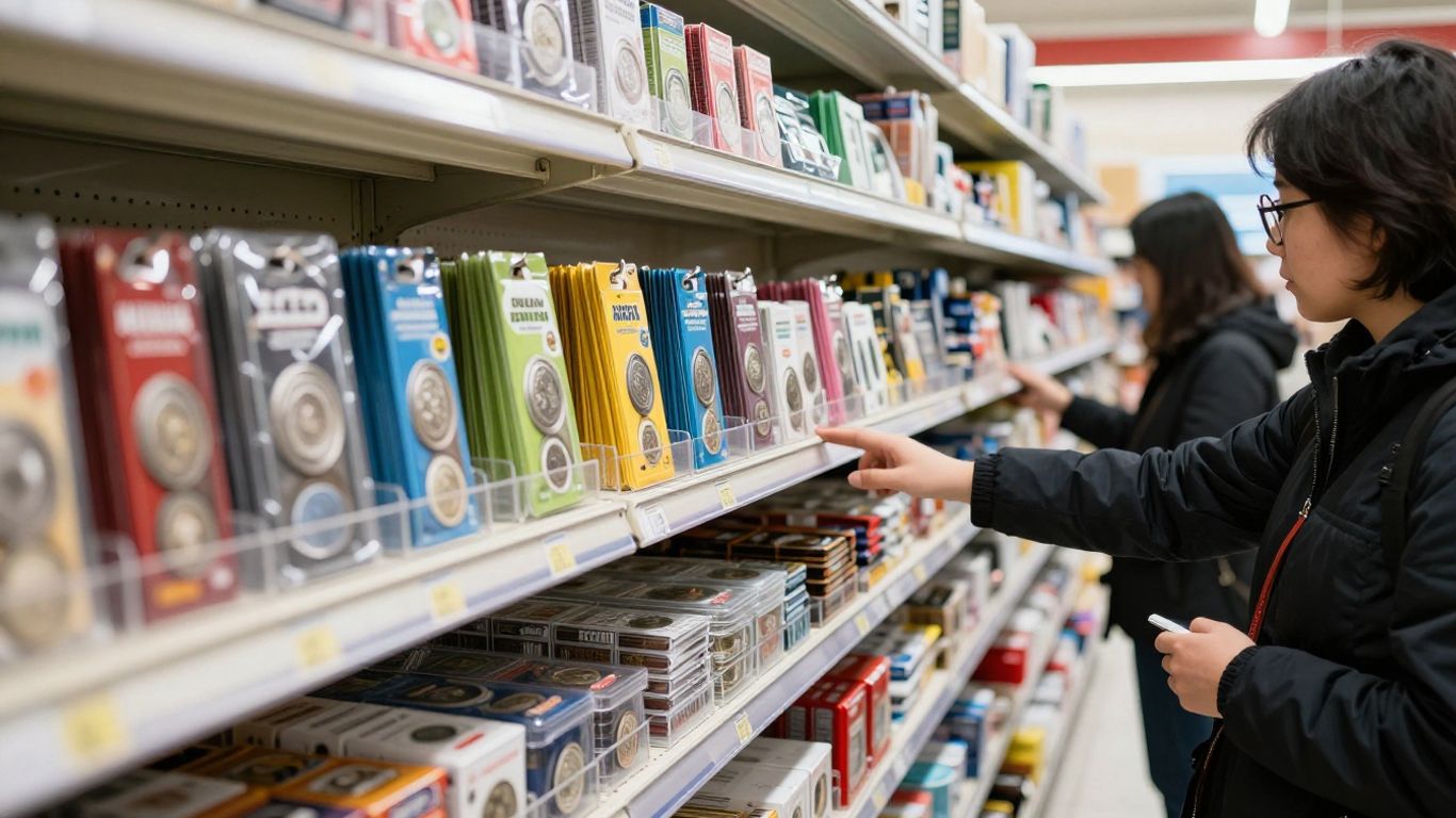 Coin flip supplies on shelves at Ace Store #527 in San Antonio.