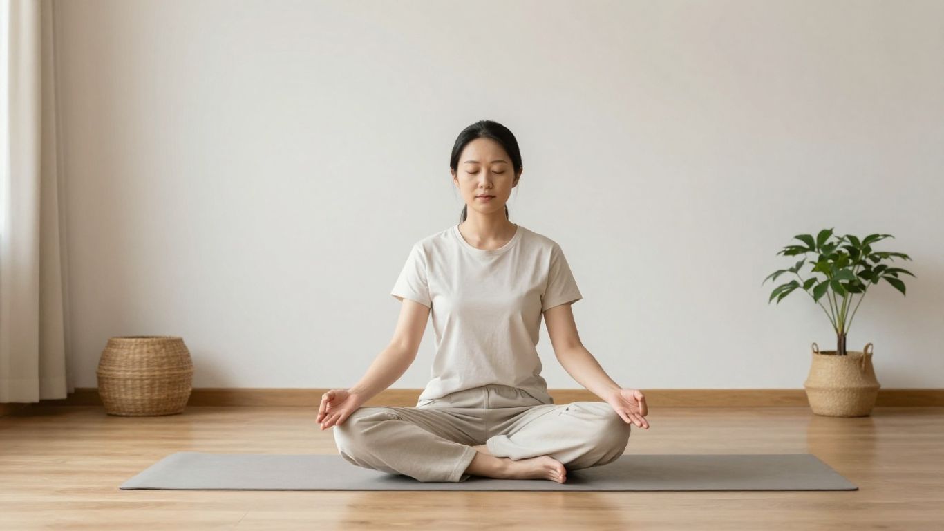 Minimalist wellness studio with sunlight