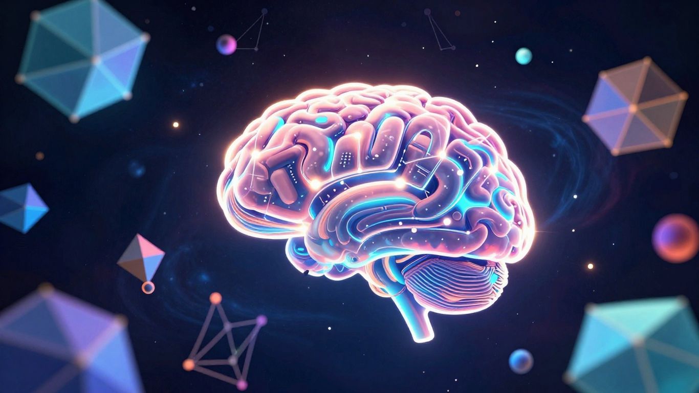 Abstract digital art of AI and mathematics.