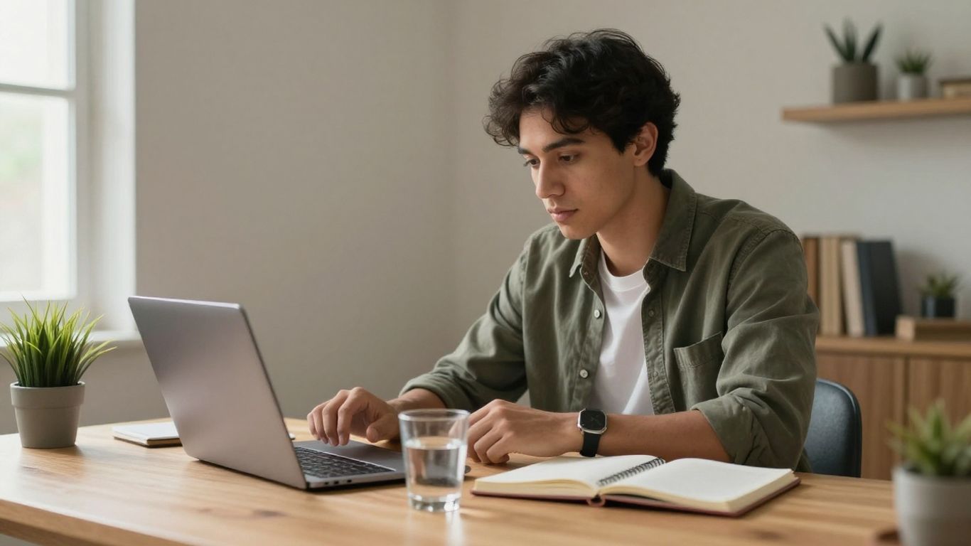 Persona organizando opciones de empleo desde casa