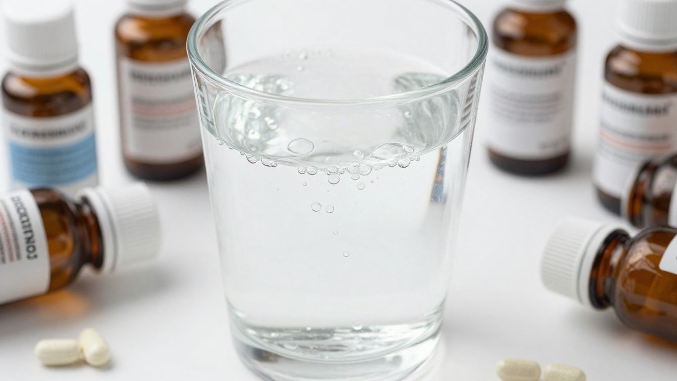Adding mineral drops to a glass of water