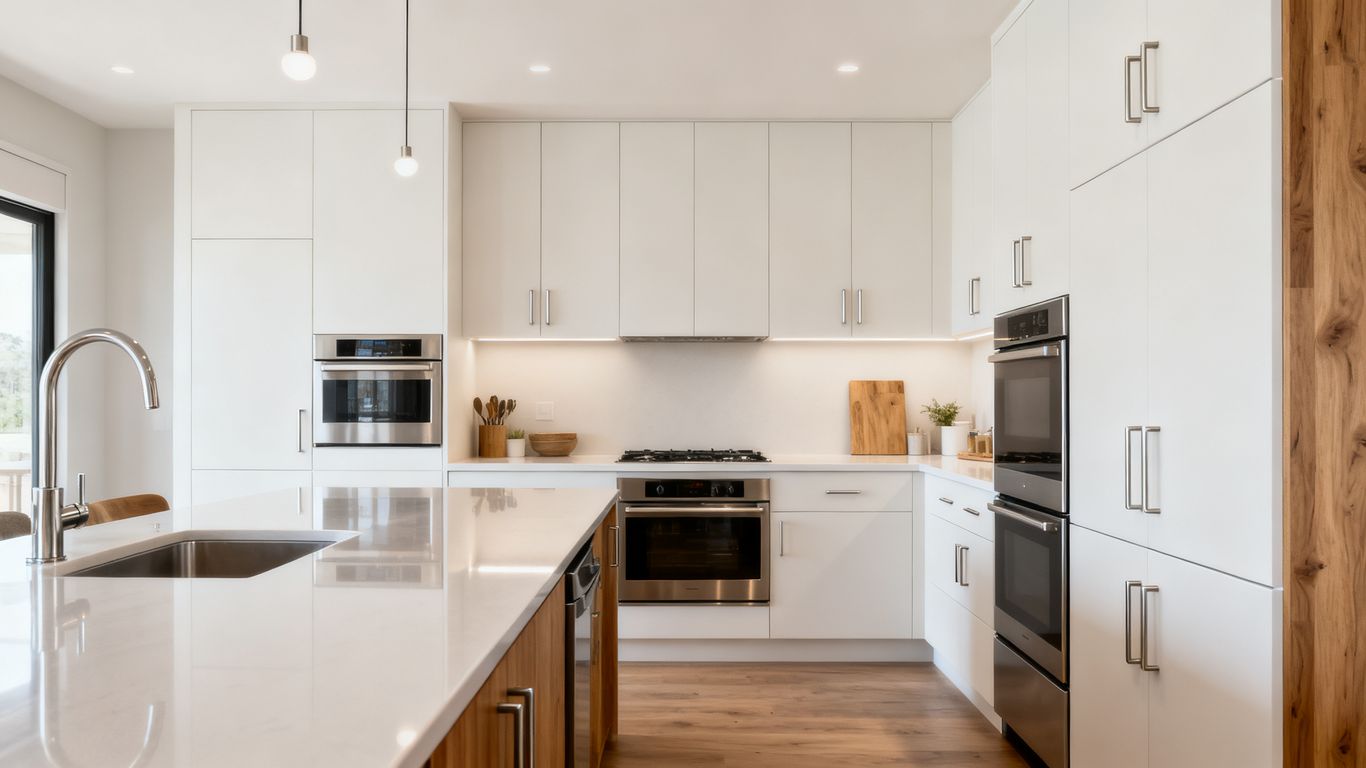 Modern kitchen with updated cabinet hardware