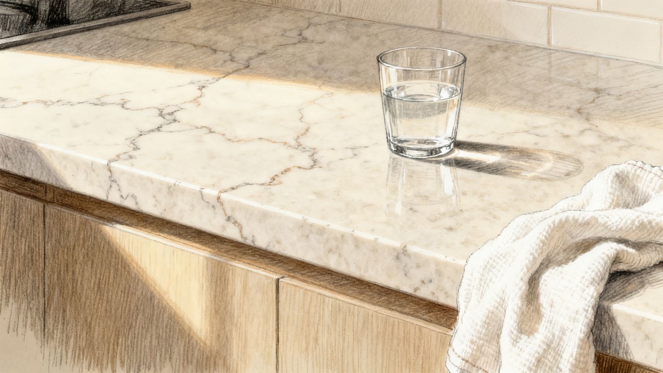 Stone surface with gentle natural veining