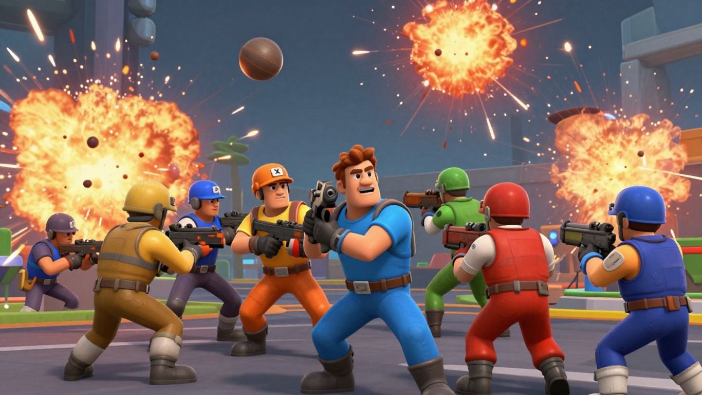 Personagens de Team Fortress 2 em combate.