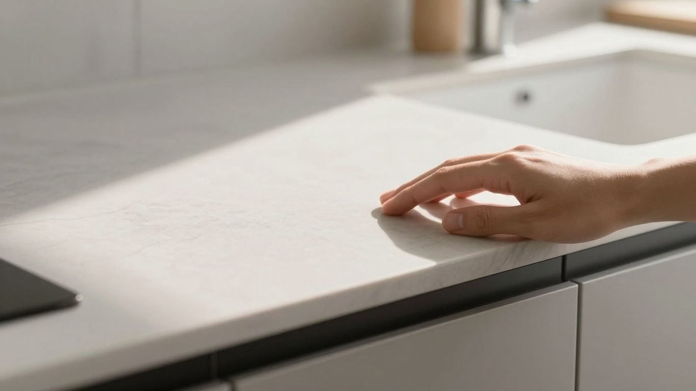 Modern kitchen countertop with natural light.