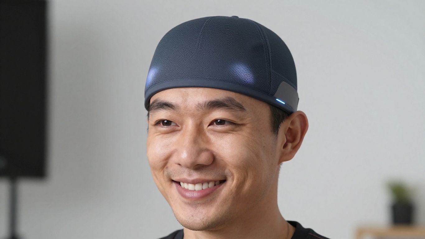 Man wearing Kiierr Laser Cap for hair regrowth
