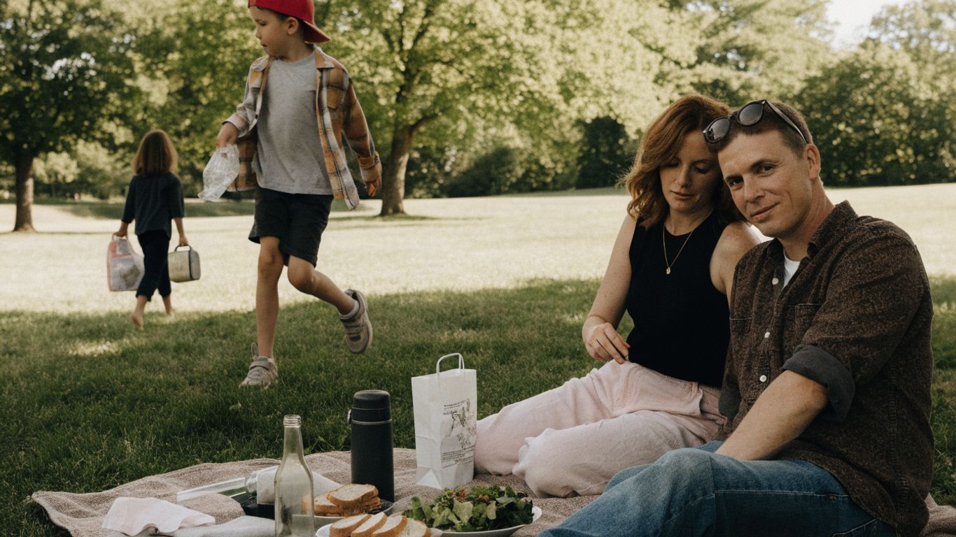 Family enjoying a relaxed afternoon during a trip