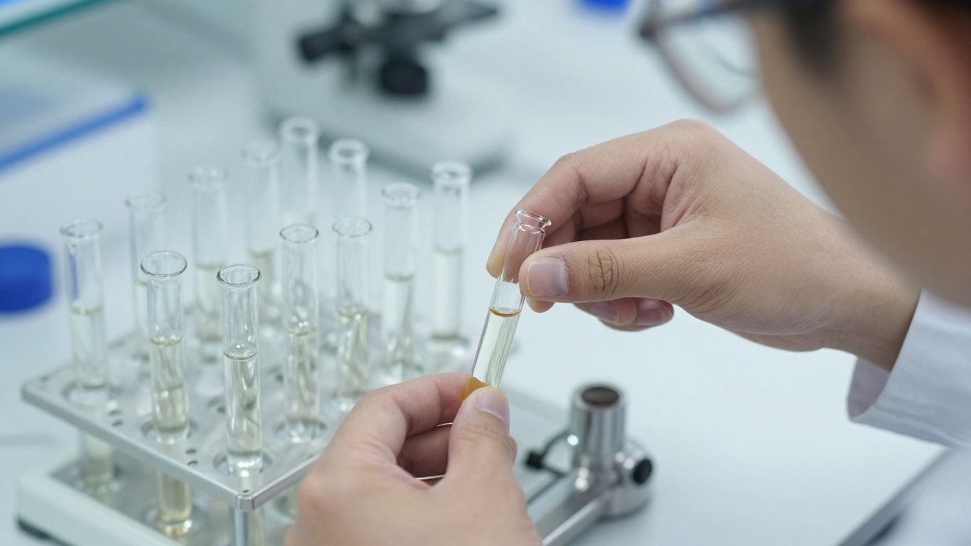 Oil samples being tested in laboratory setting