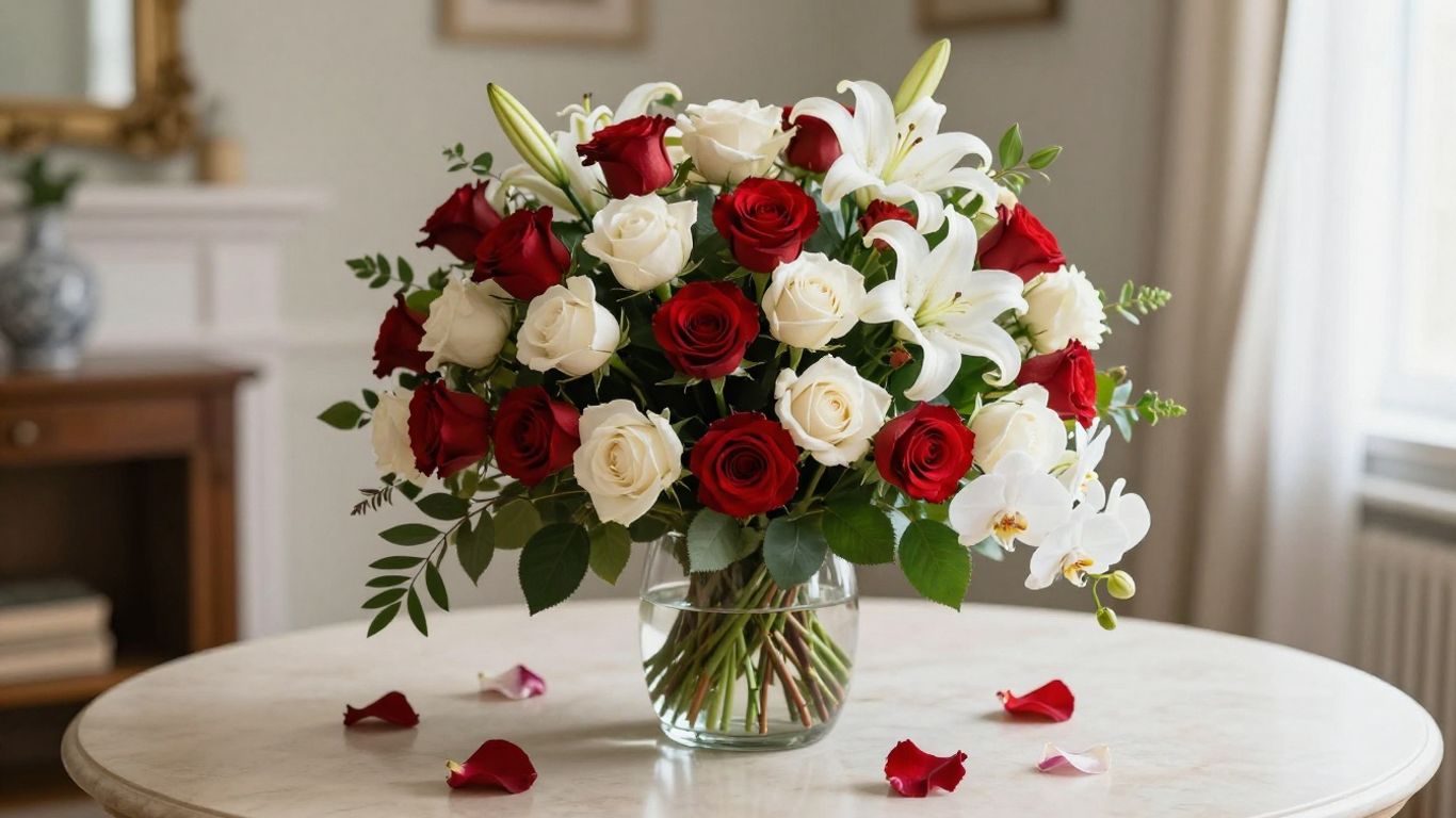 Valentine bouquet of classic romantic flowers