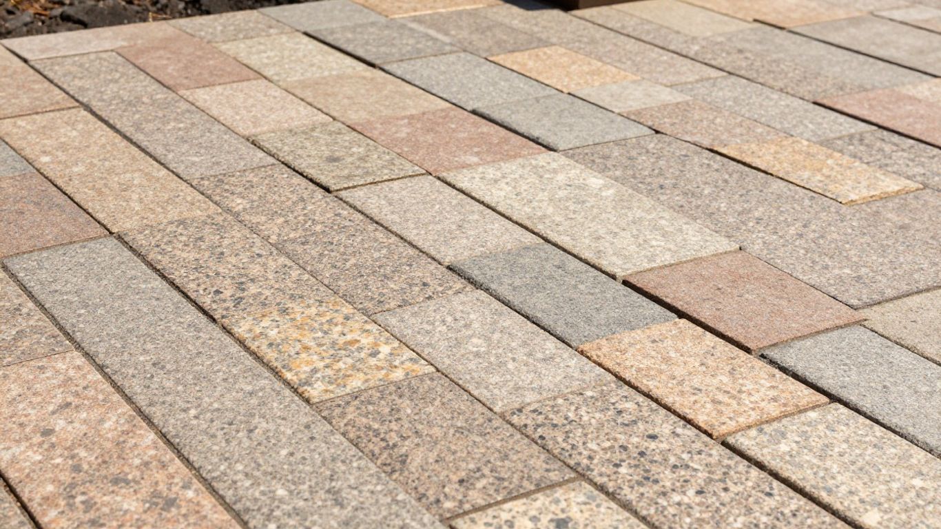 Granite paving stones on an outdoor patio.