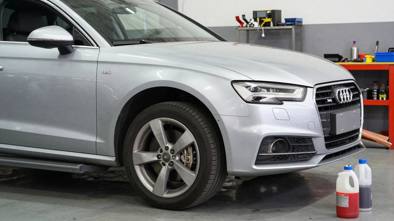 Audi brake service inspection in workshop