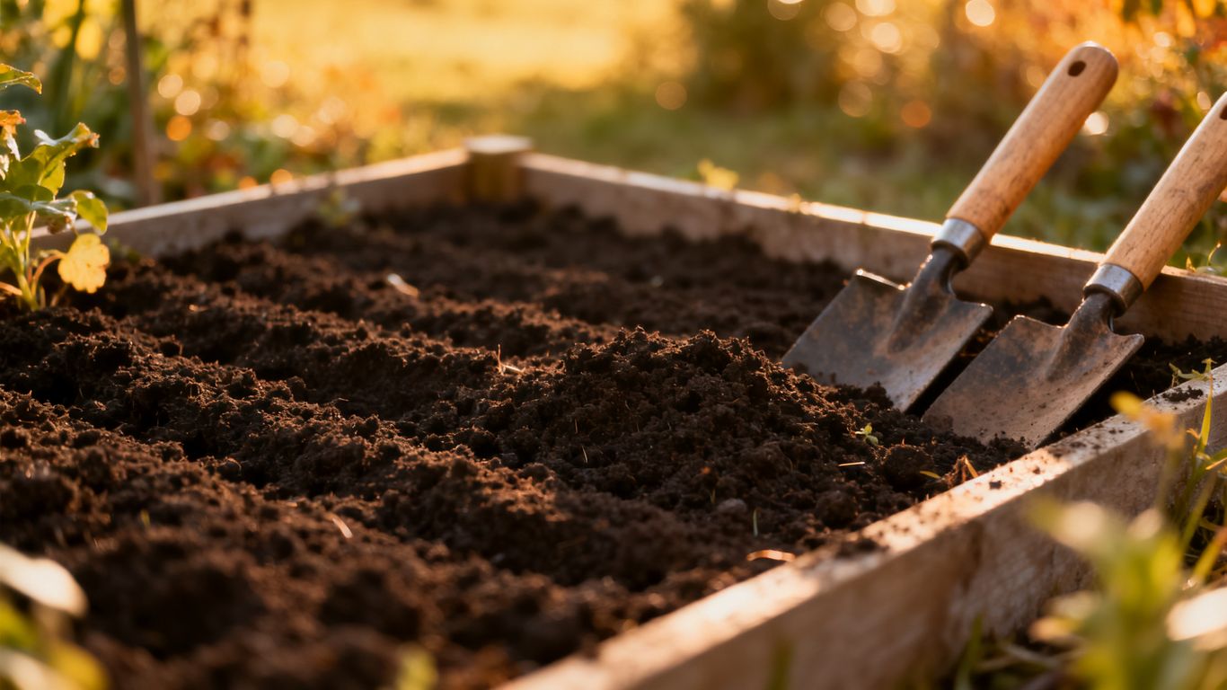 Frisch aufgelockertes Gartenbeet für die Aussaat