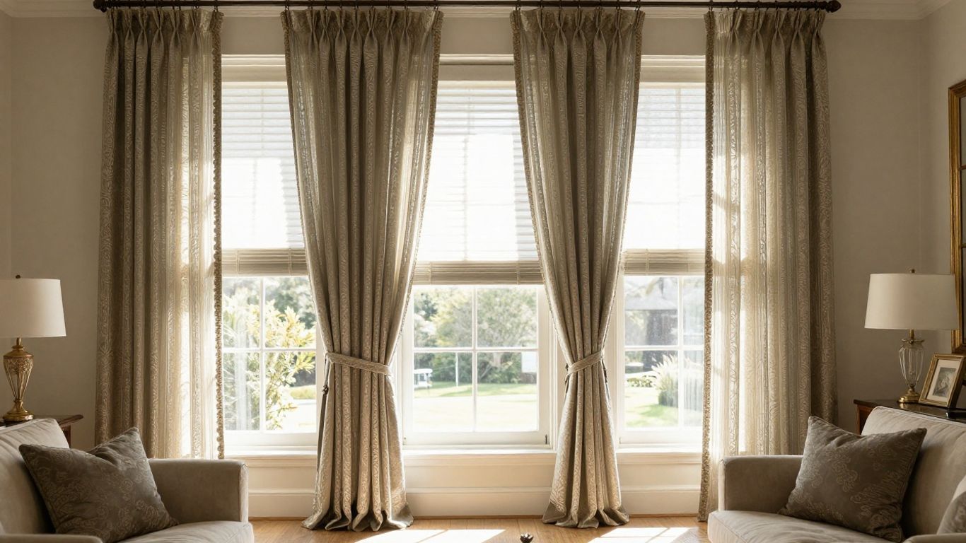 Elegant custom curtains and blinds in a sunlit room.