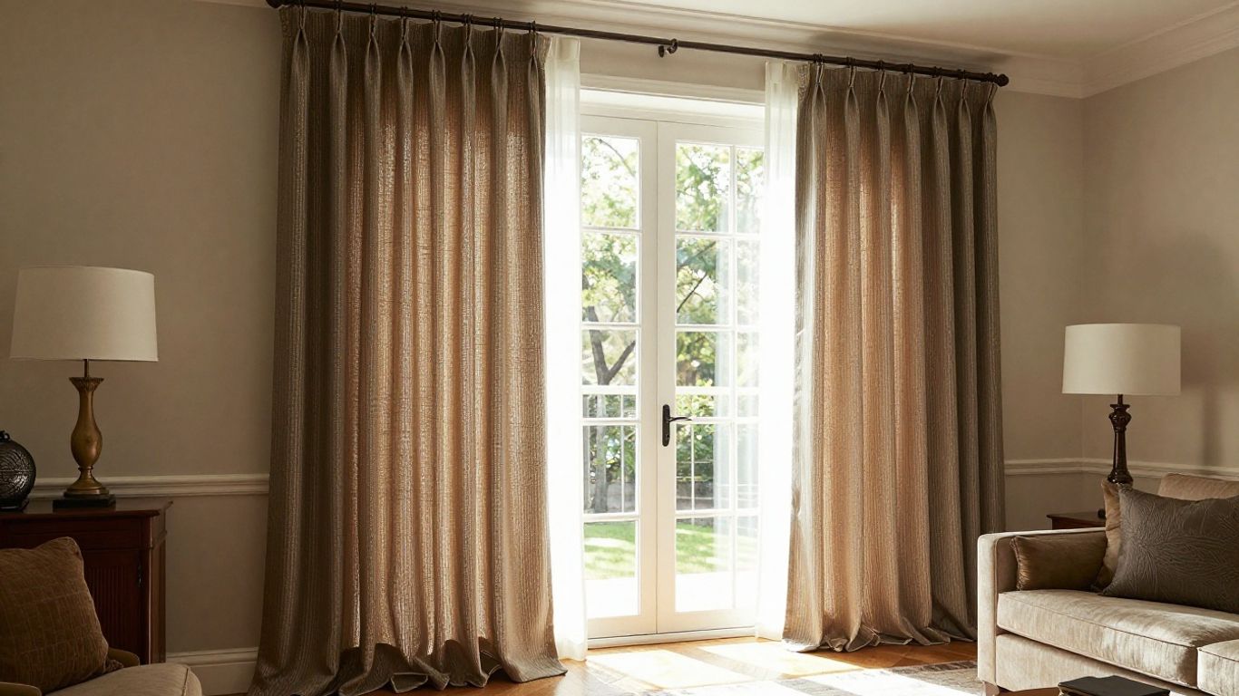 Custom window treatments in a sunlit room.
