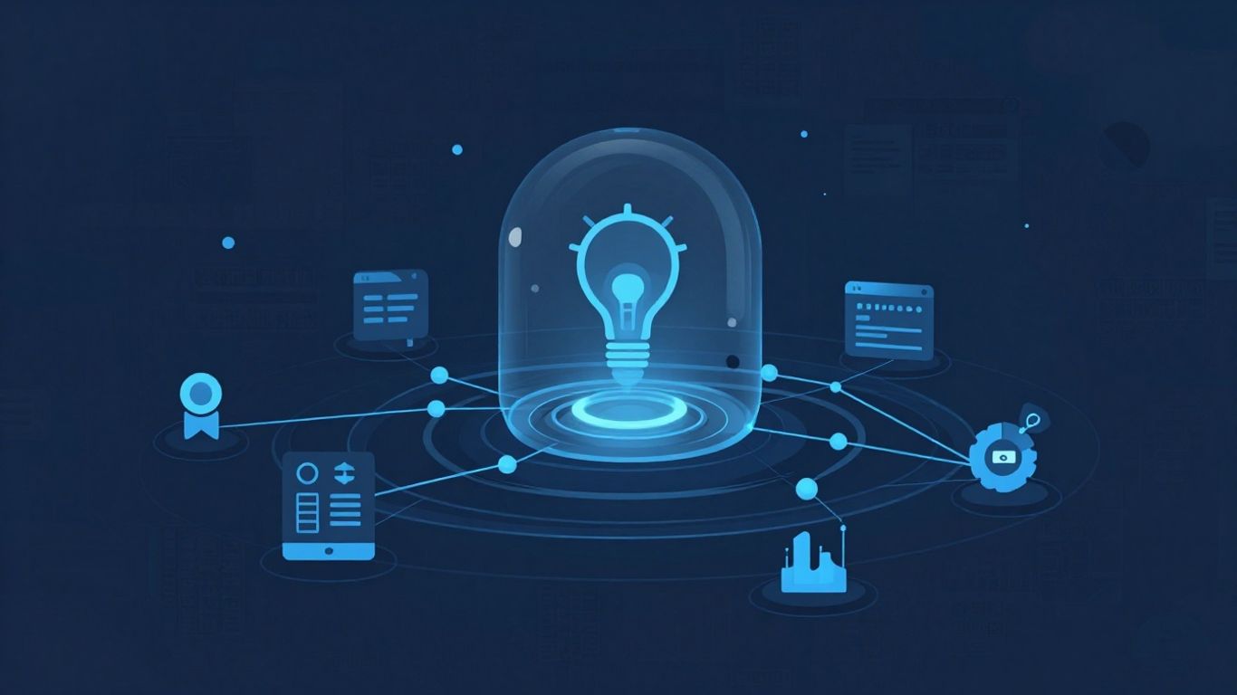 Technical illustration of email security and network connections.