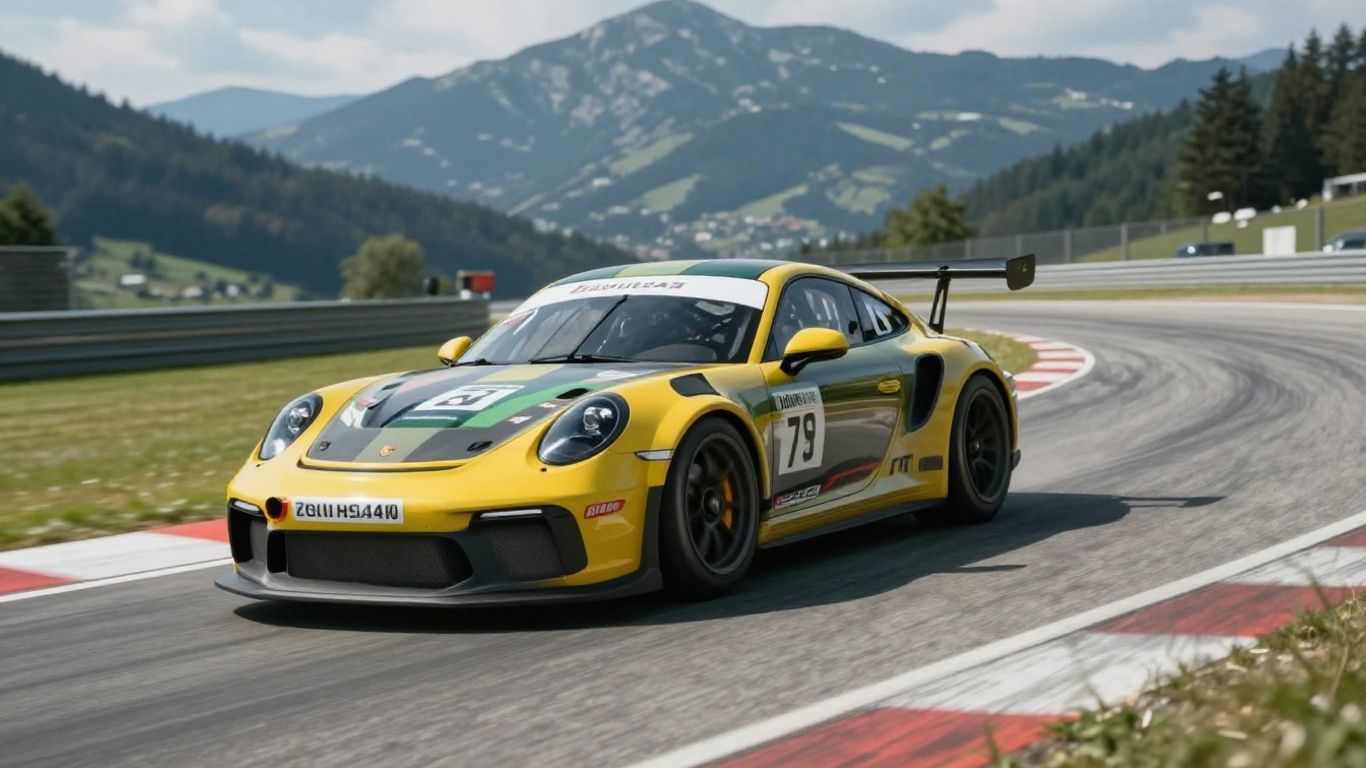 Porsche Carrera Cup car racing at Red Bull Ring, Austria.