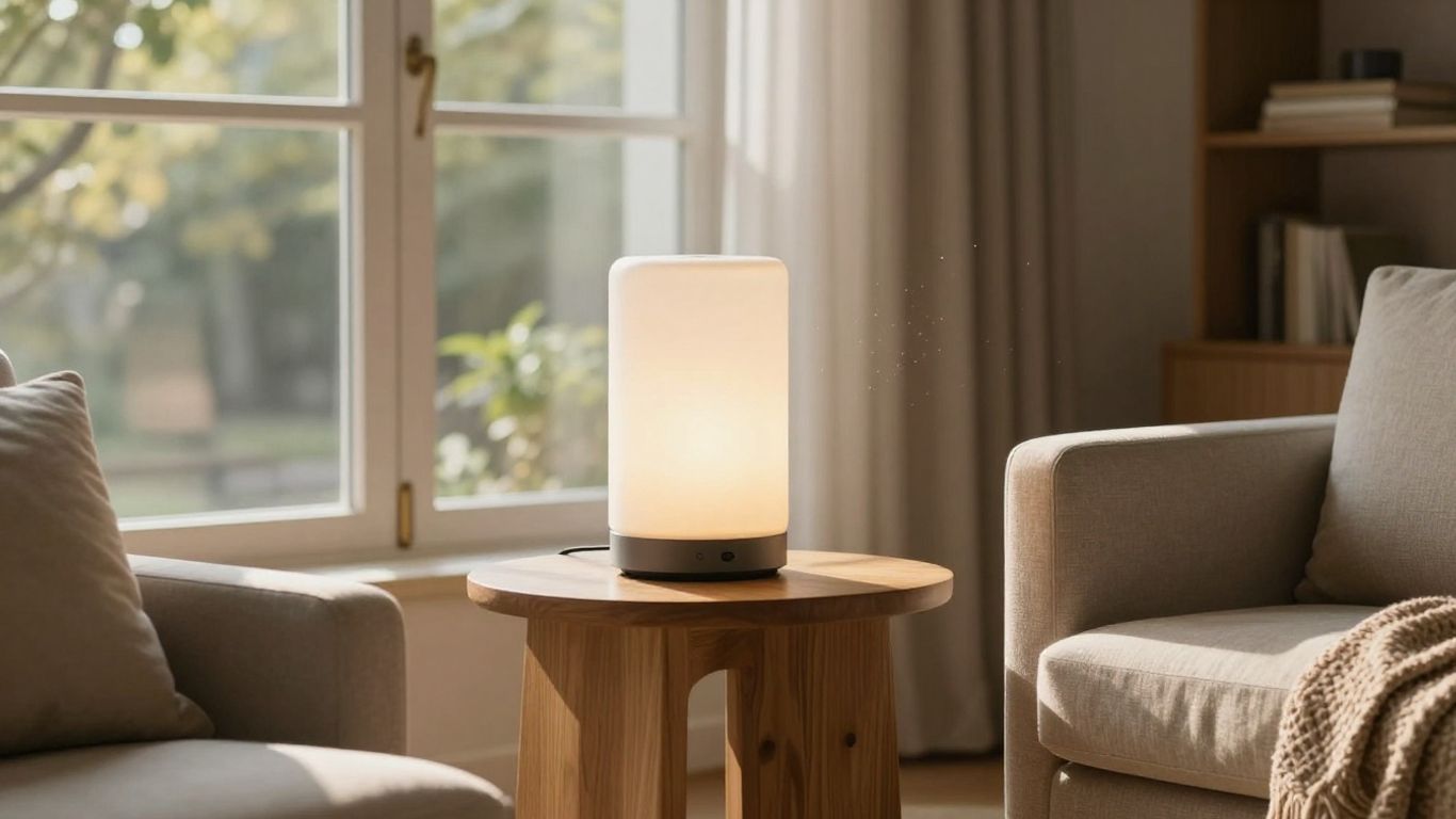Tageslichtlampe im hellen Wohnzimmer