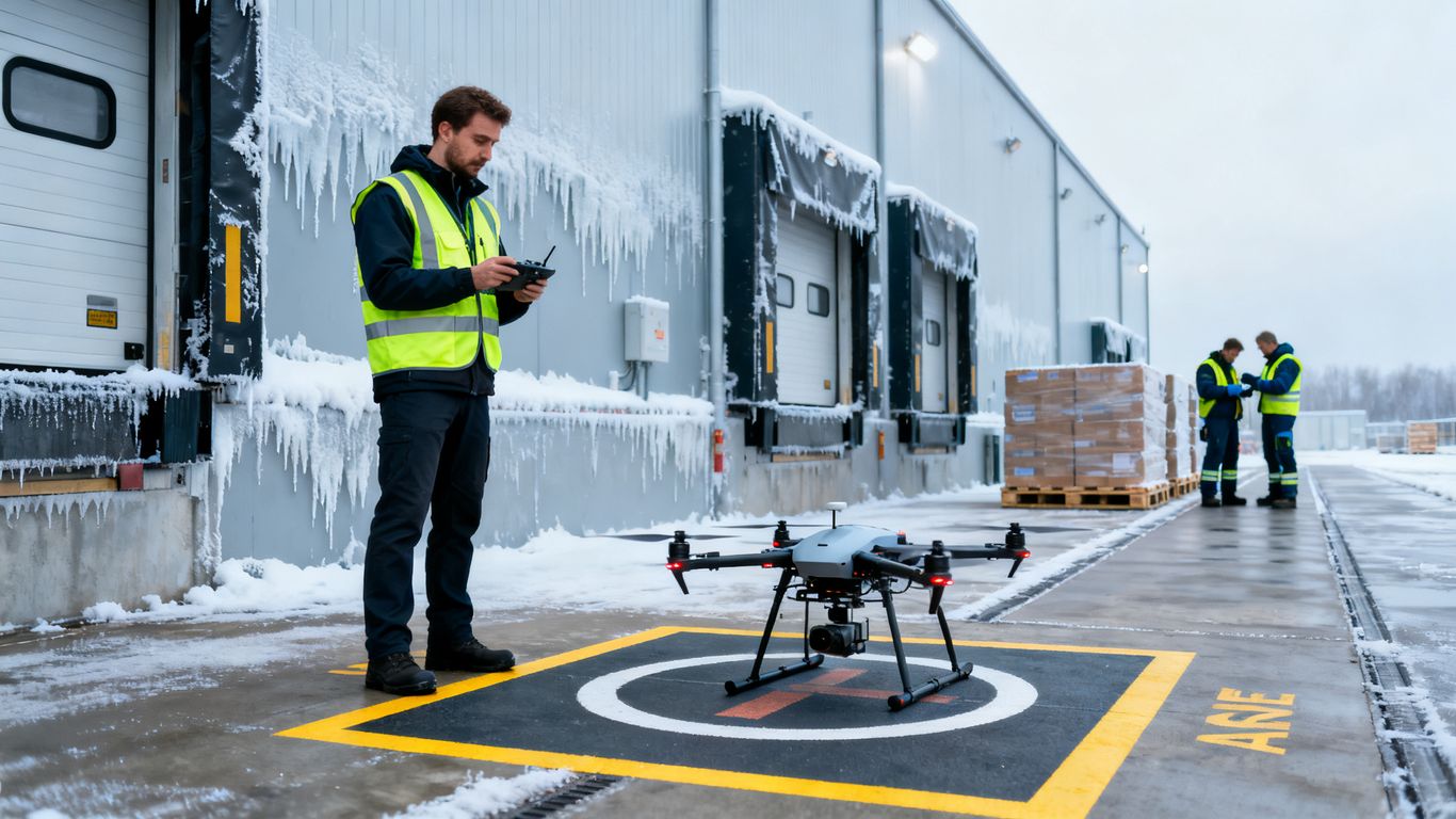 Drone operator planning industrial inspection