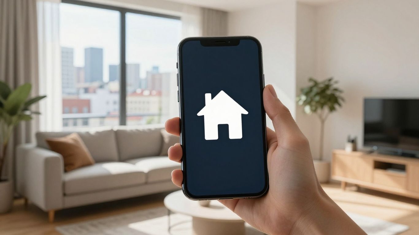 Persona feliz con seguro de hogar en 2026.