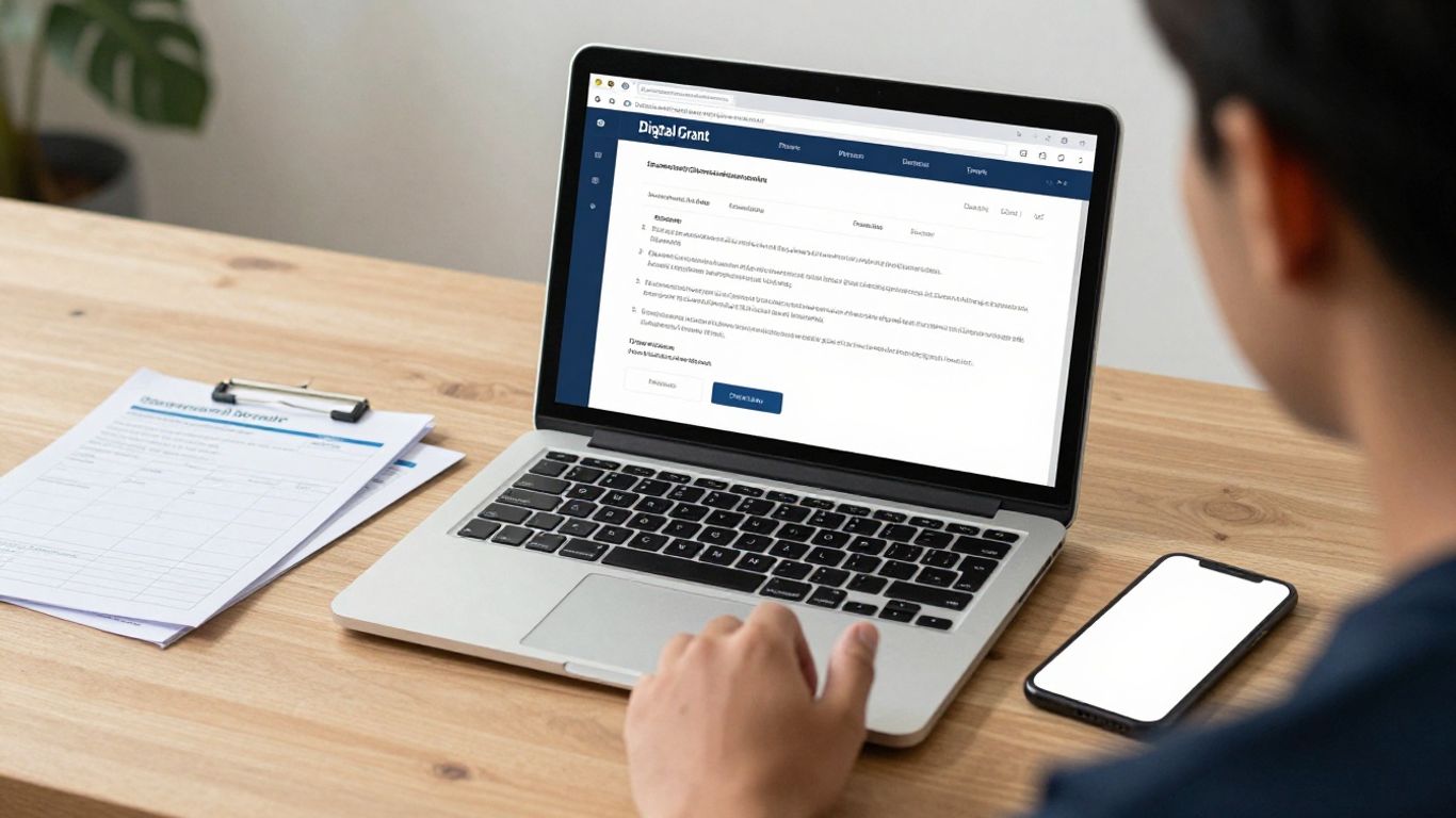 Business owner submitting a Singapore grant application