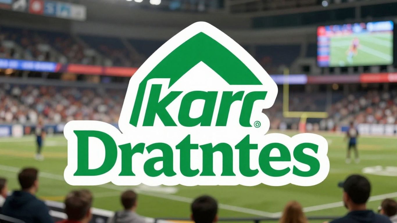 DraftKings logo on a sports betting background.