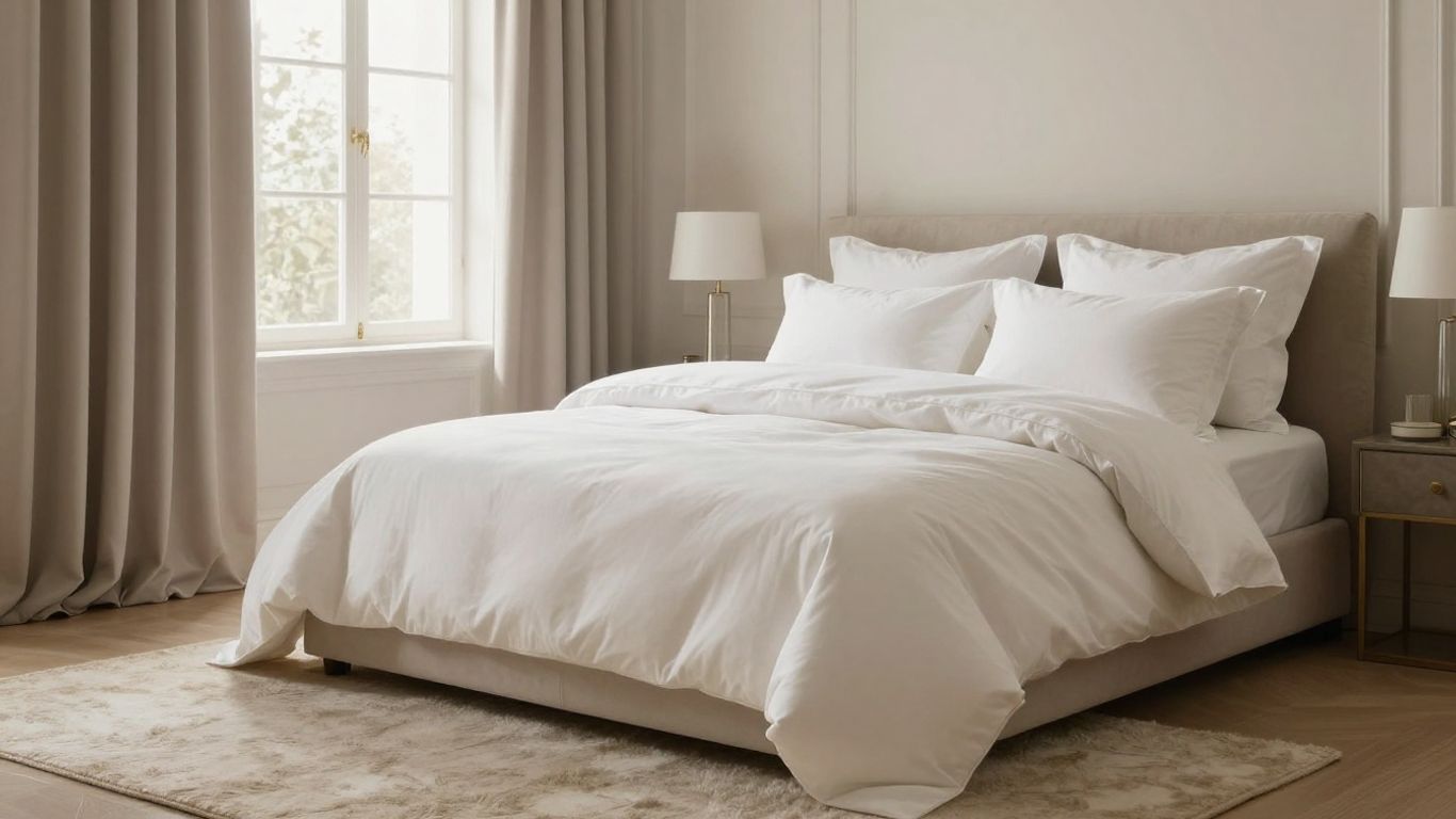 Luxurious bedroom with premium bedding set.