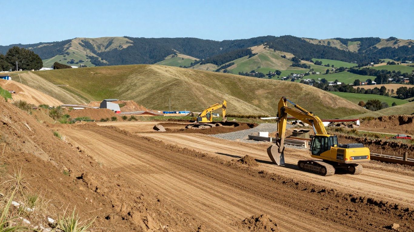 A wide excavating site in the Bay of Plenty