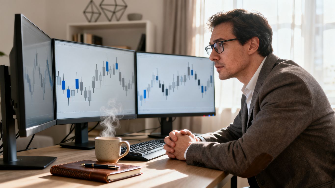 A trader studying multiple market charts