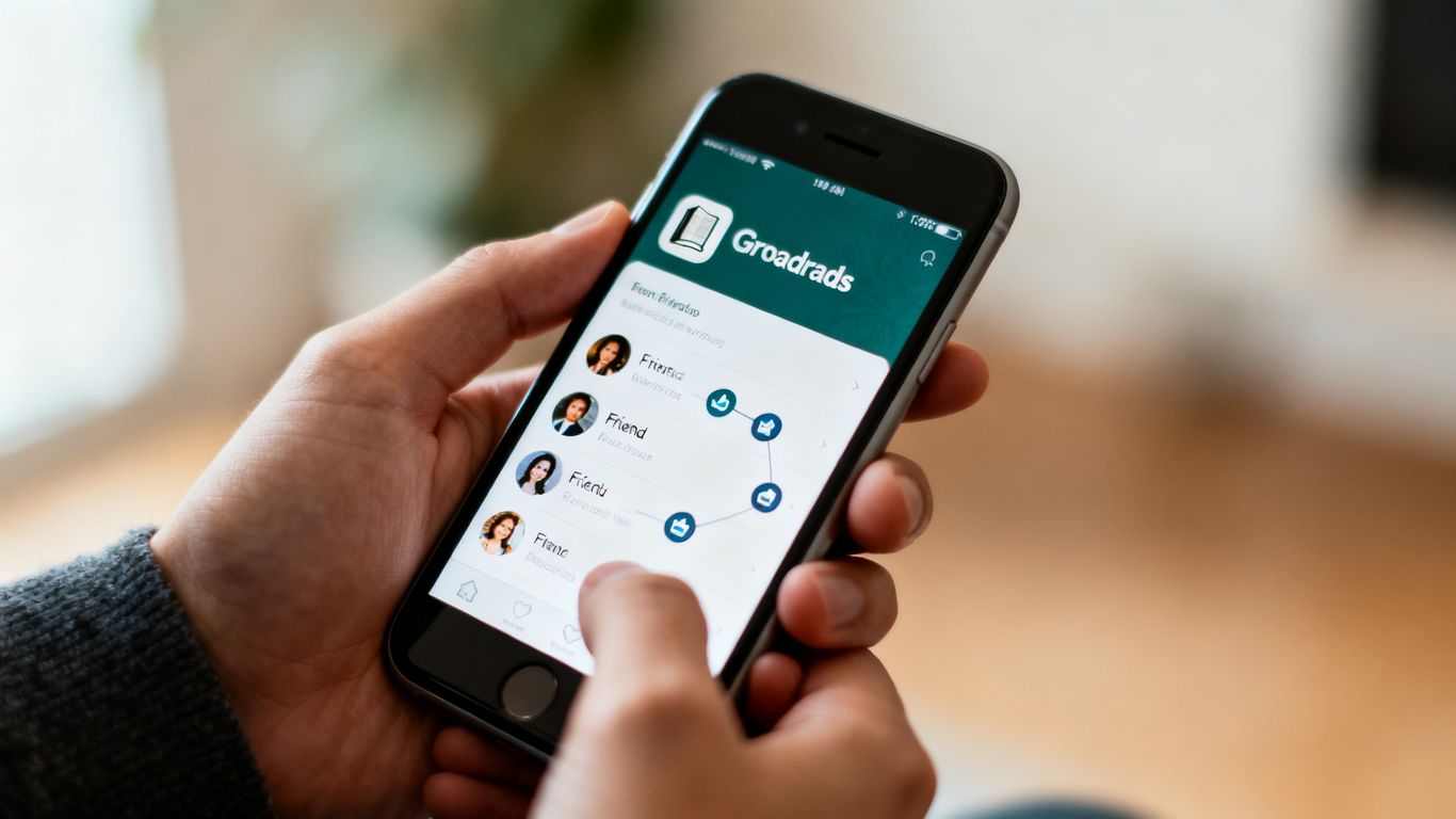 Goodreads app showing friend profiles on a smartphone.