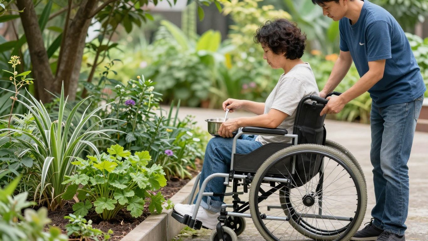 NDIS participant engaging in daily living with support.