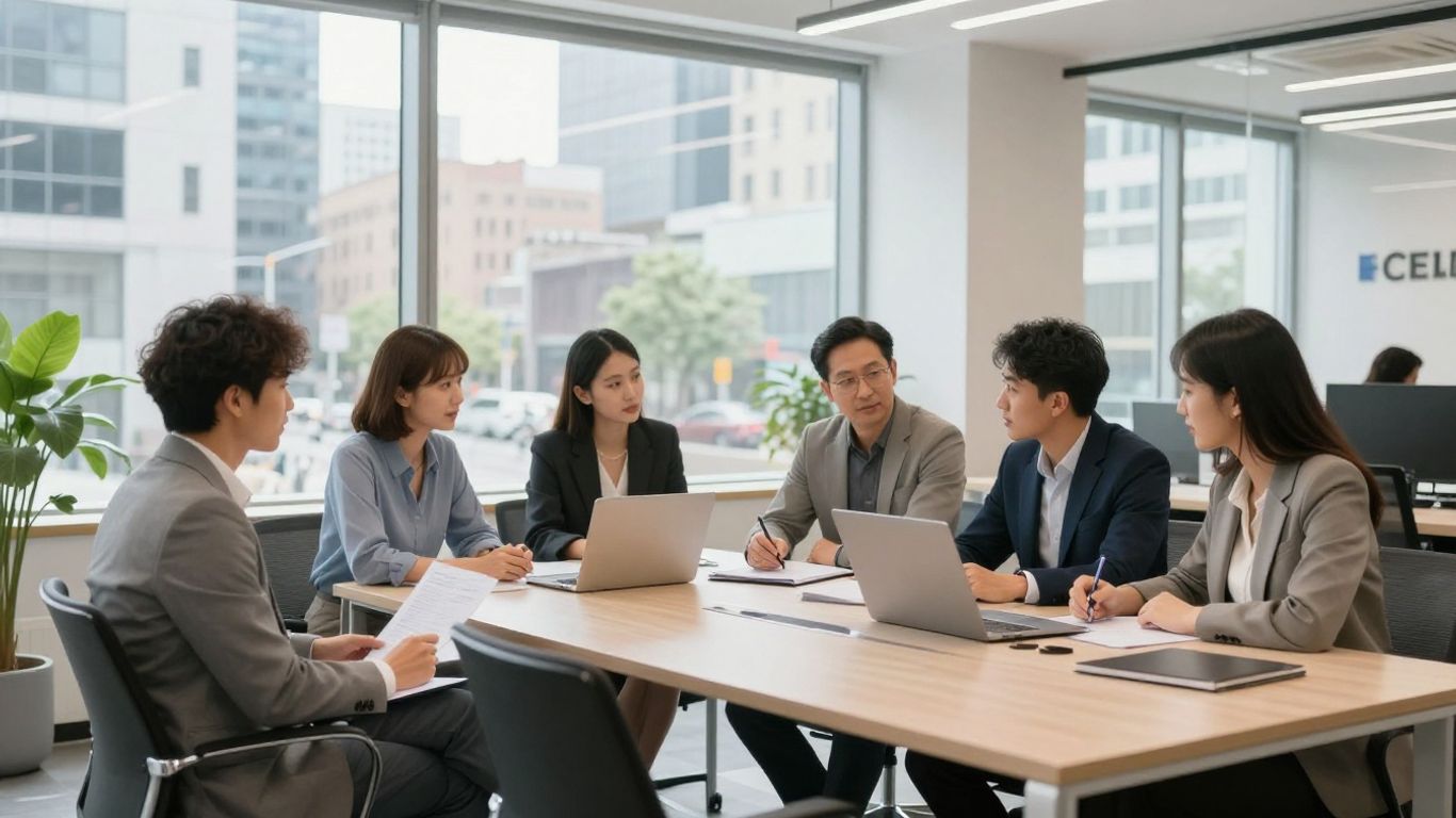 Agence immobilière et équipe travaillant sur la visibilité locale