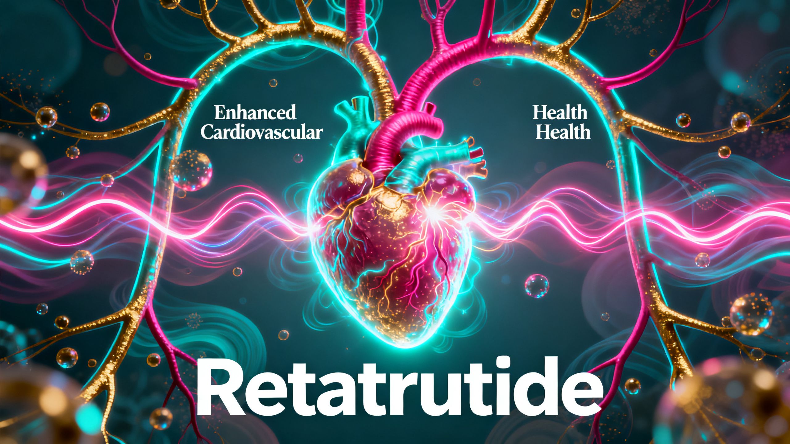 A vibrant, glowing heart and circulatory system, symbolizing improved cardiovascular health and energy from using Retatrutide.