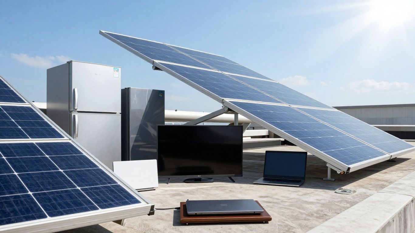 Solar panel powering household appliances