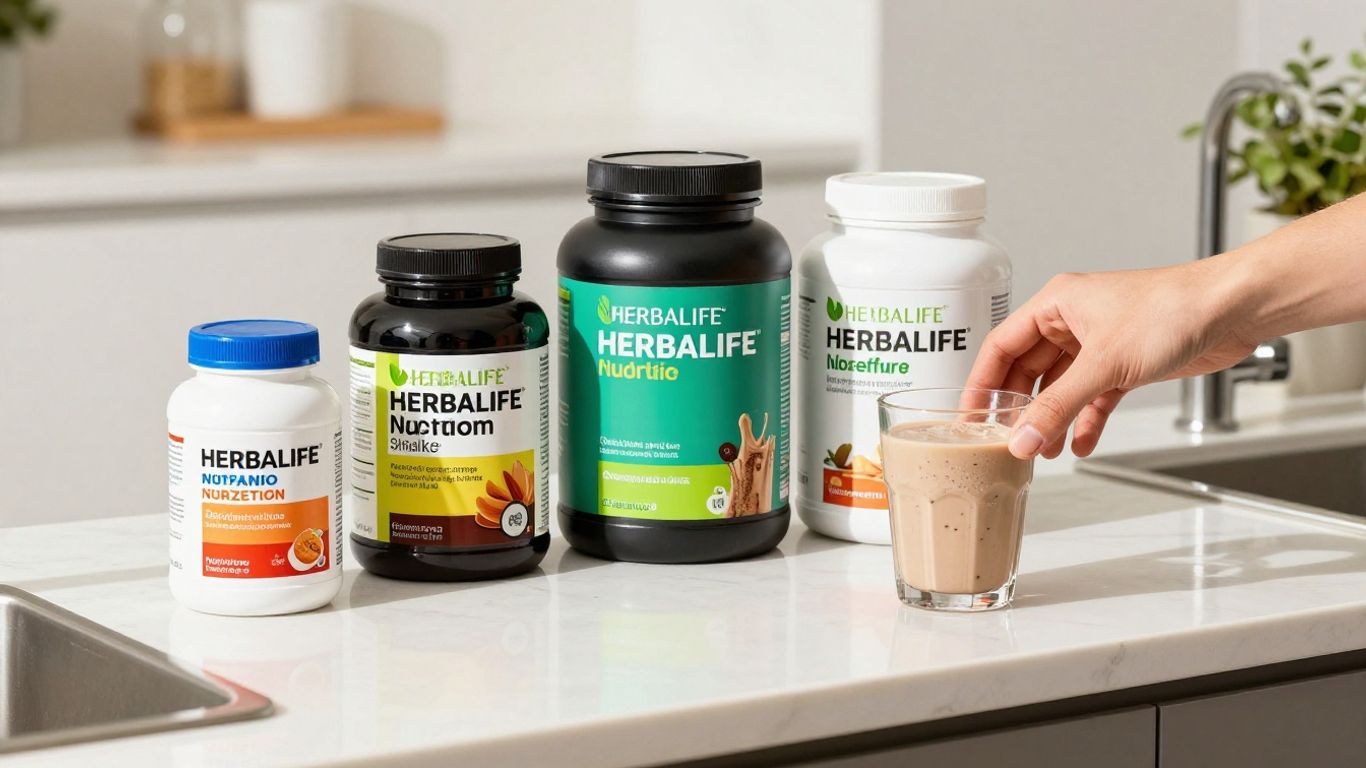 Herbalife products on a counter, smart shopping.