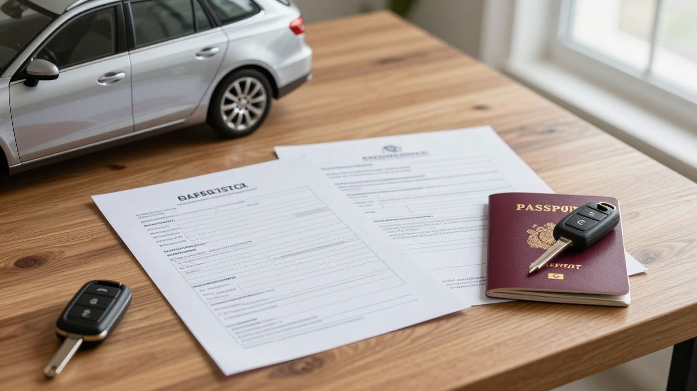 Dokumente und Autoschlüssel auf Vertrag
