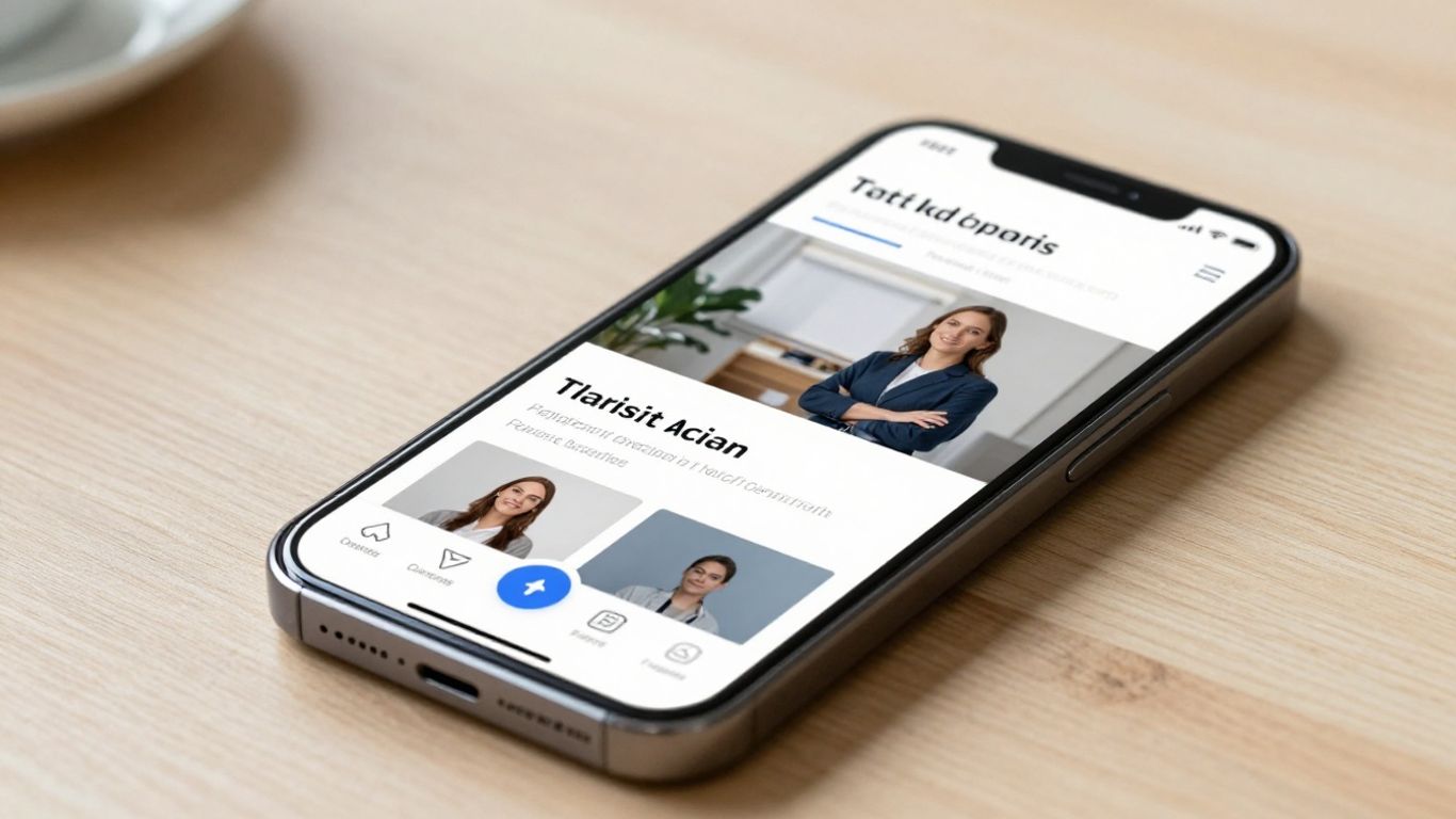 A professional modern website interface on a mobile device