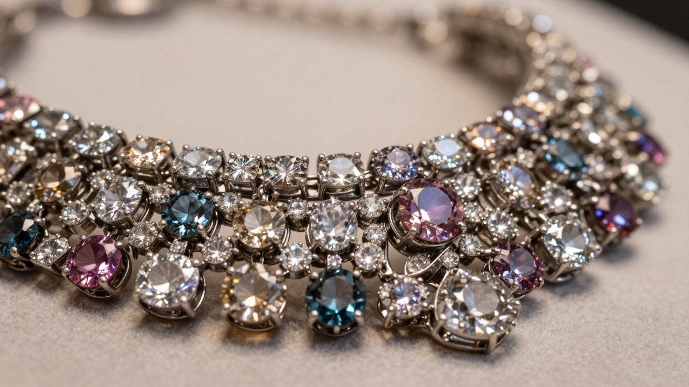 Elegant designer necklace with sparkling gemstones.