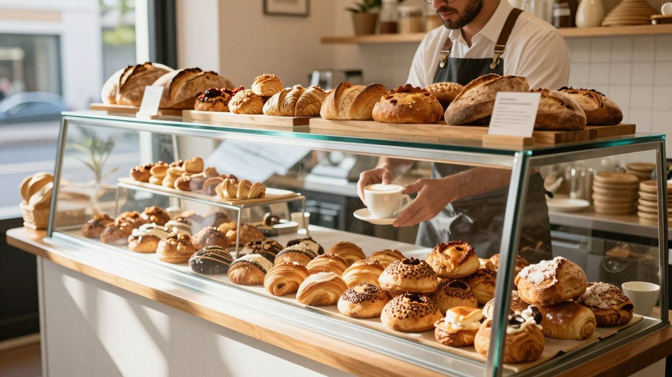 Italian pastries and coffee in a Miami bakery.