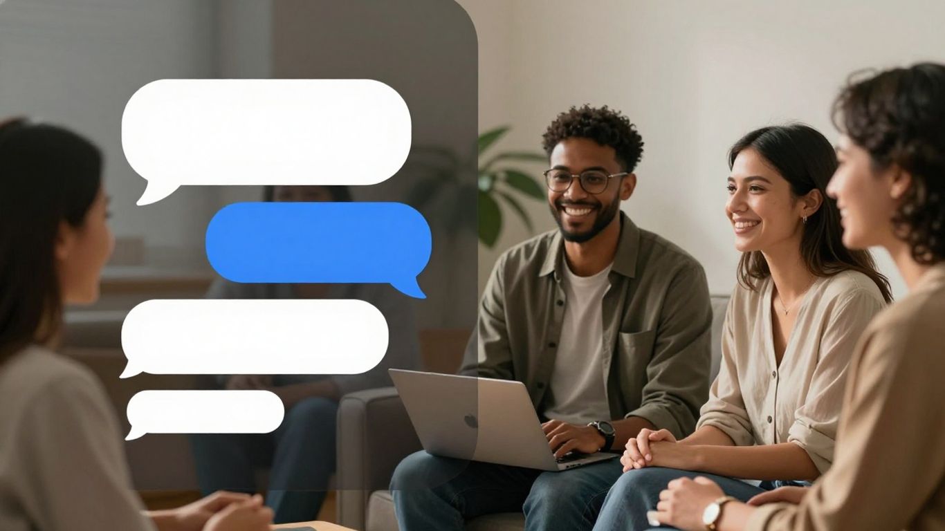 Customer service chat and social interaction icons.