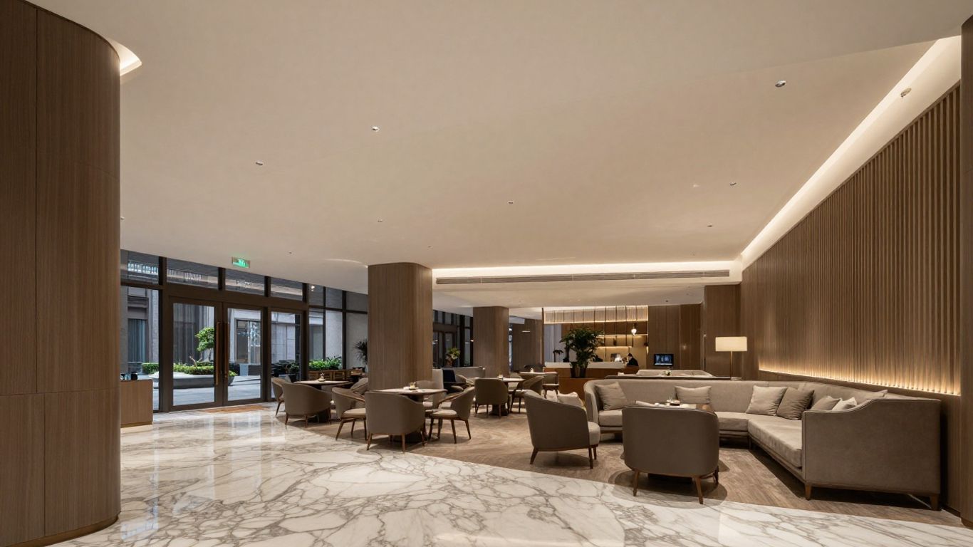 Detailed view of a lush hotel lobby