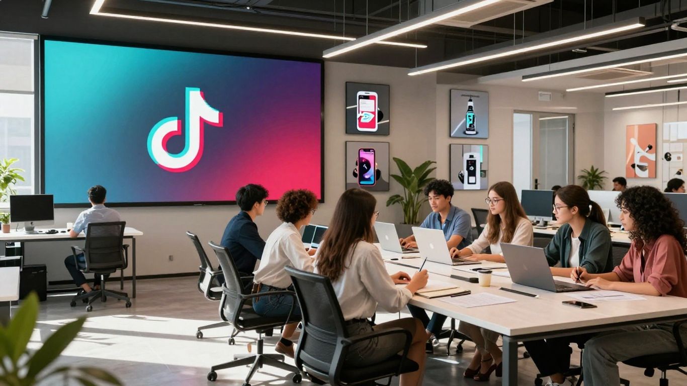 People working together with TikTok Shop on a screen.