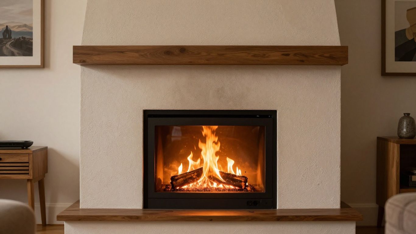 A bioethanol fireplace burning in a calm modern living room