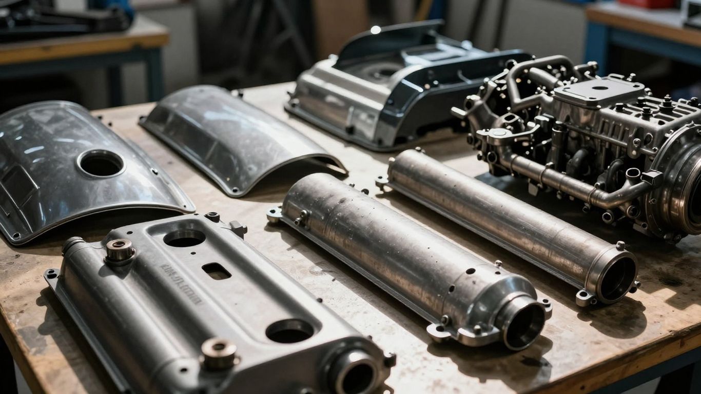 Volkswagen car parts in a workshop