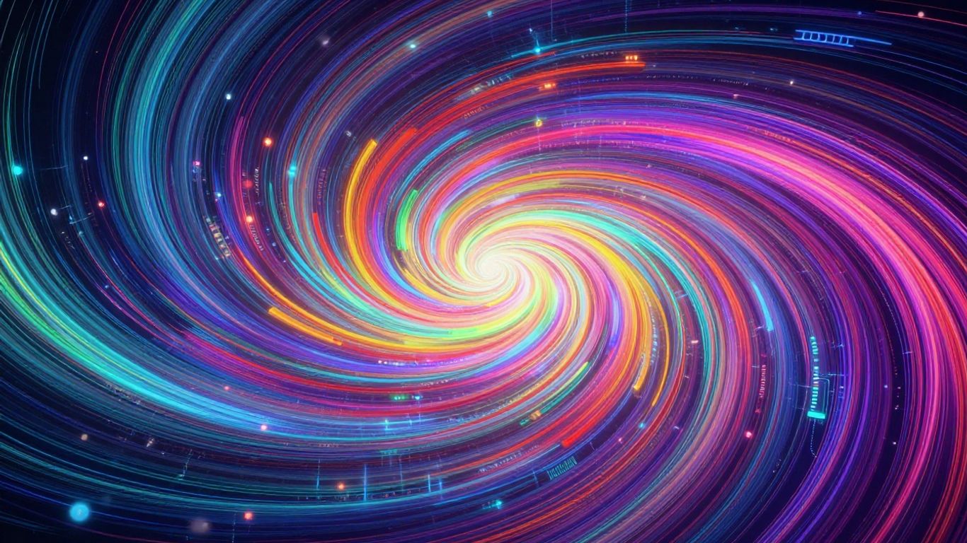 Abstract digital art with swirling colors and dynamic lines.