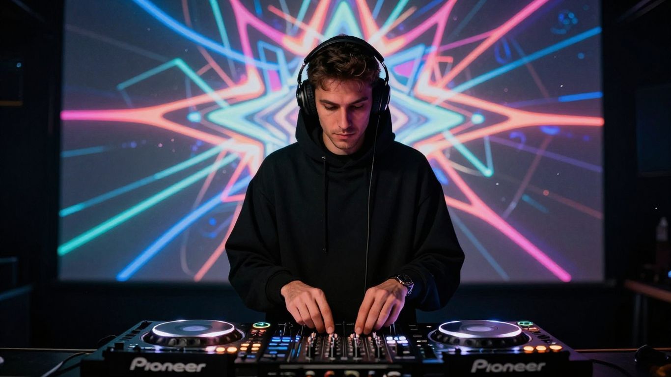DJs performing with custom AI visual projections
