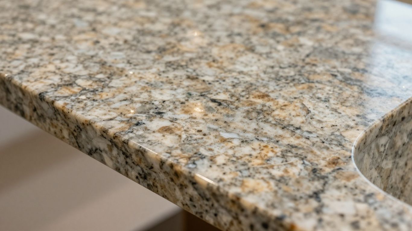 Polished granite worktop surface detail
