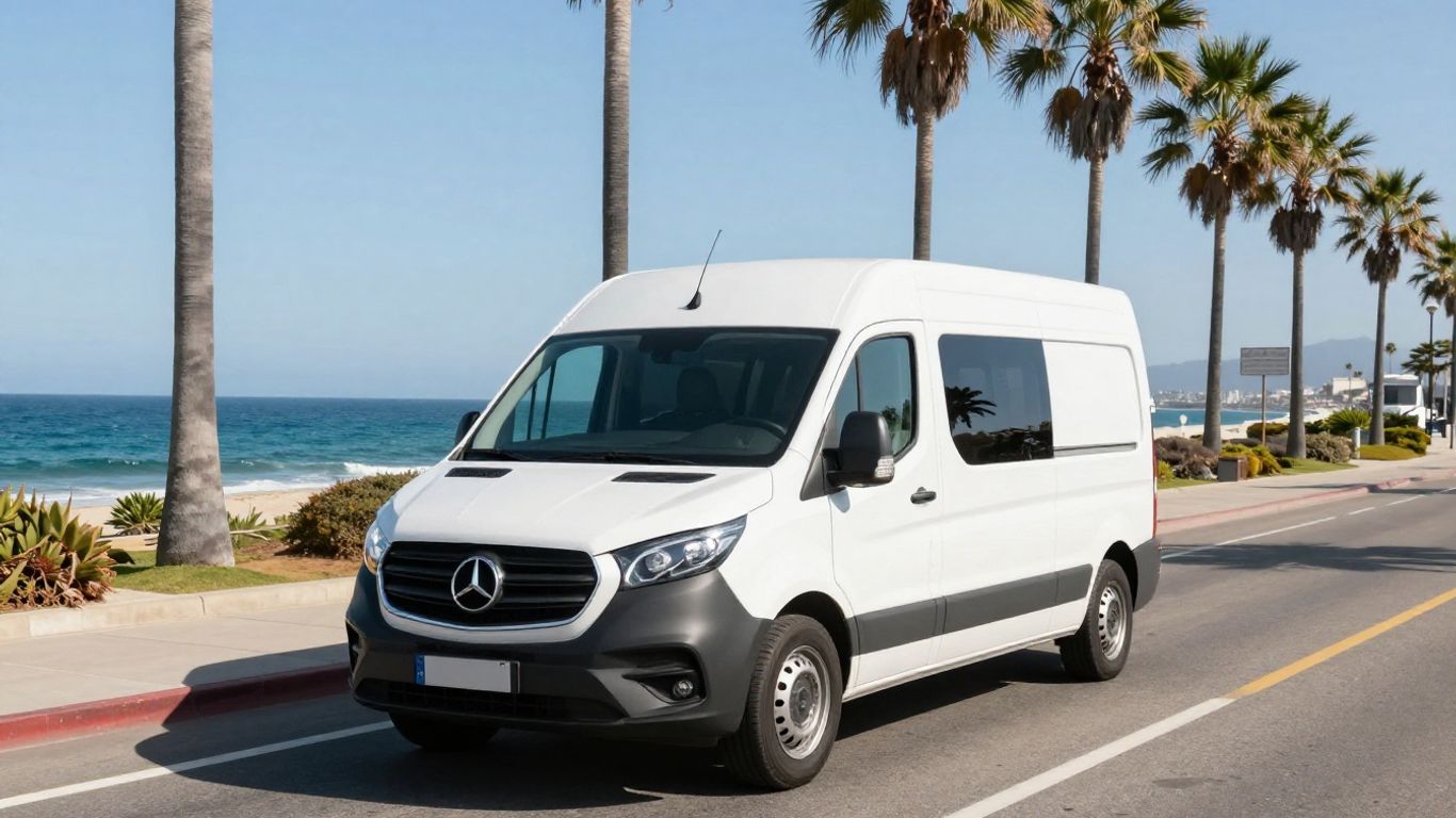 Shuttle van on coastal highway to Port of Miami