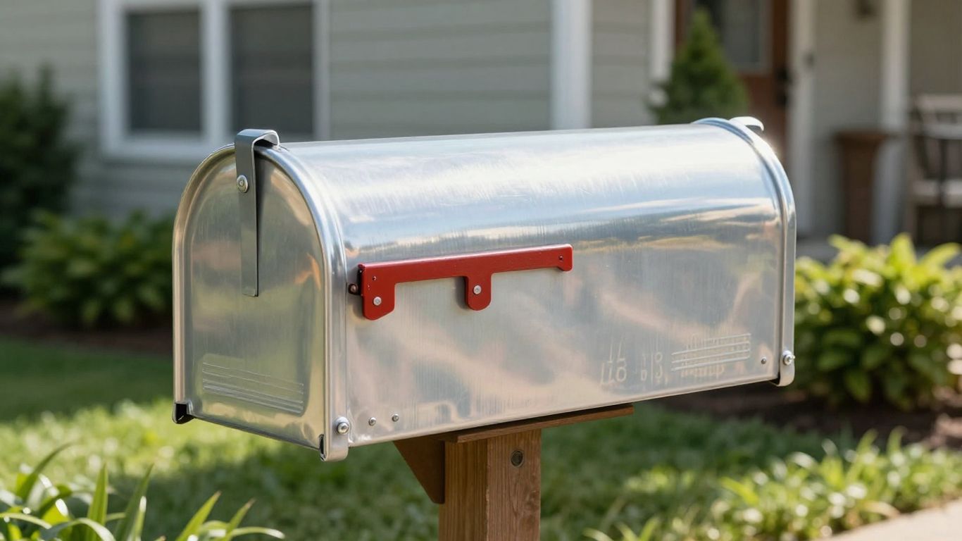 Refreshed aluminum mailbox enhancing home curb appeal.
