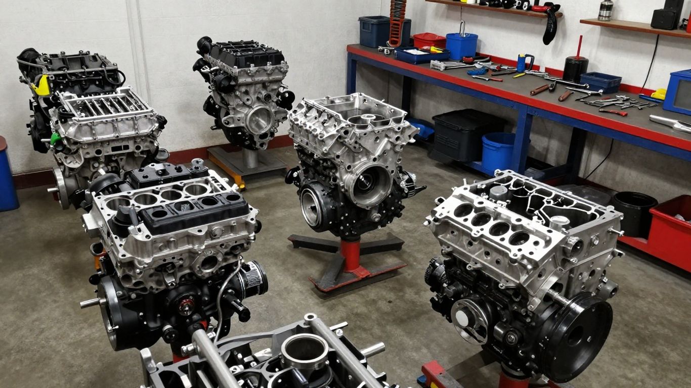 Used Holden engines in a workshop setting.